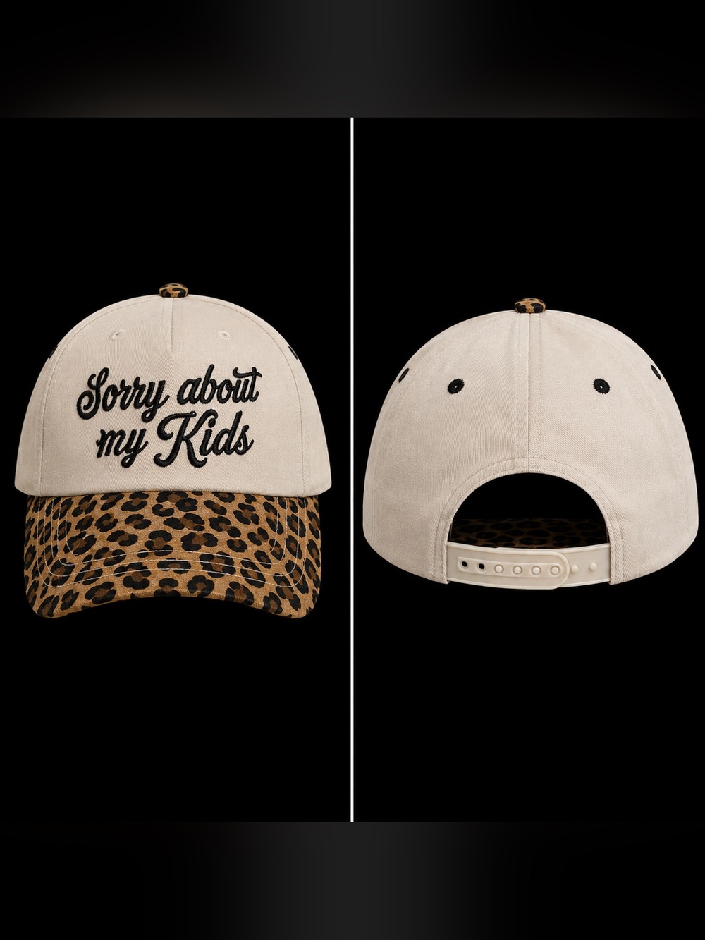 🆕 Sorry About My Kids Leopard Print Two-Tone Snapback Baseball Cap Women’s Hat - Picture 3 of 3